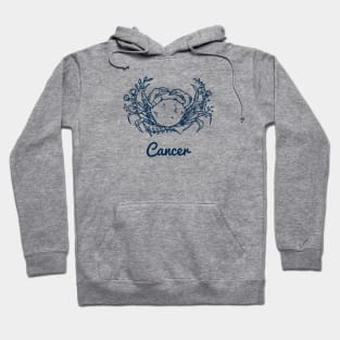 Cancer Zodiac Horoscope Crab with Flower Sign and Name Hoodie